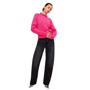 New GOOD AMERICAN Mock Neck Ballerina Pink Sweater Small $179